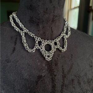 Chainmaille gothic choker necklace stainless steel statement jewelry gift for